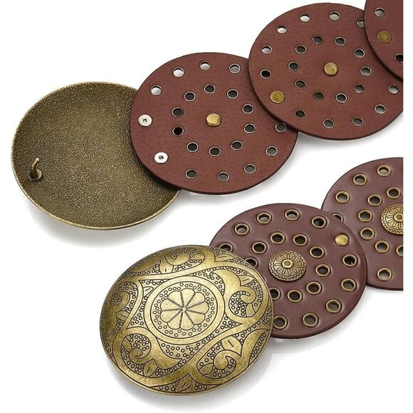 Leather Wide Disc Belt for Women Vintage Western Adjustable Waist Accessory main image 4